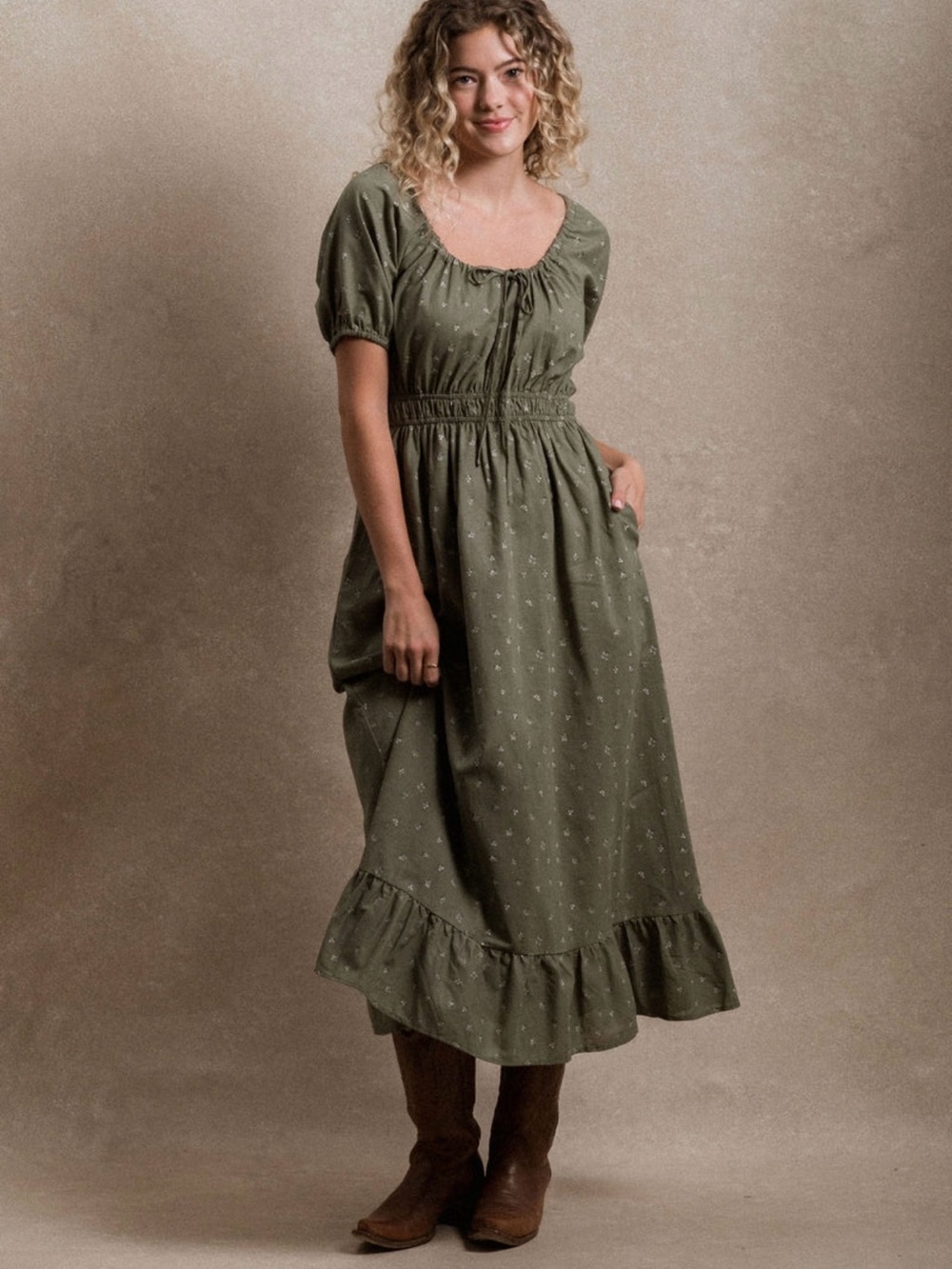 Neuflora Sage Floral Spring Hill Dress XL